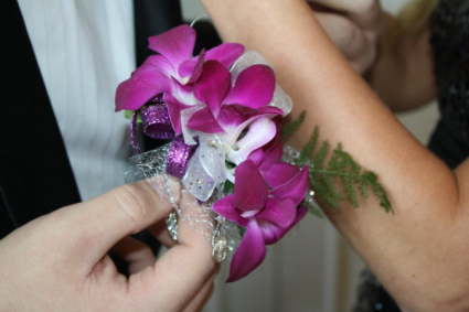 purple orchids wrist corsage