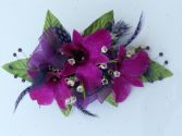 Purple Orchids & Purple Ribbon/Feathers/Rhinestone 