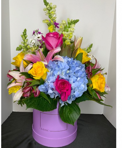 Purple Passion Hat Box Designer’s Choice Fresh Floral Hat Box