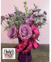 Purple Passion Double Rose Bouquet with Daisies