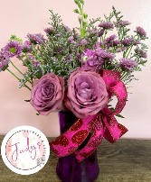 Purple Passion Double Rose Bouquet with Daisies