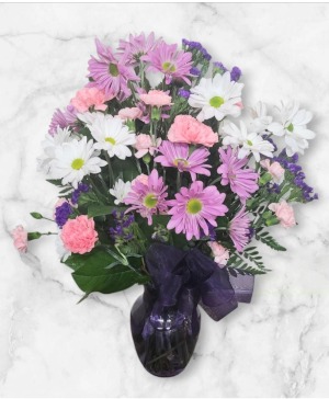 Purple and Pastel Vase FHF-PP92 Fresh Vase Arrangement (local delivery only)