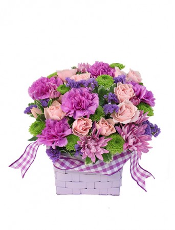 Purple Patchwork Basket in Tell City IN FLOWERS BY LES A