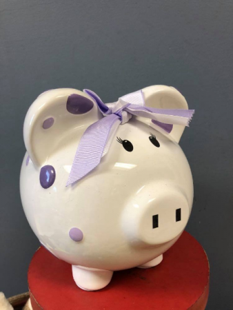 Purple Polka Dot Piggy Bank 