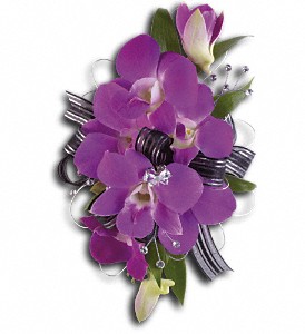 Purple Promise Wristlet T201-5a purple dendrobium orchids