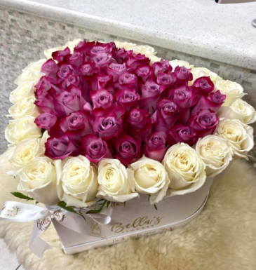 PURPLE RAIN HEART 50 FRESH-CUT ROSES