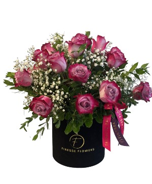 Purple Rose Arrangement in a Velvet box Flower arrangement 