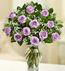 Purple Rose Elegance  Premium Dozen Long Stem Roses