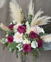 Purple Rose & Pampas Grass Bridal Bouquet 