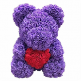 Purple Rose Teddy Bear With Heart In The Middle Display Box Included (small)