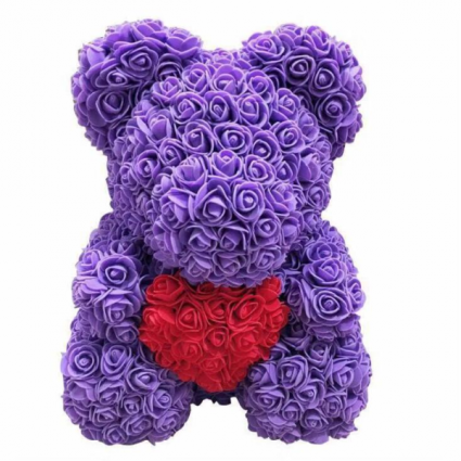 rose teddy bear with heart