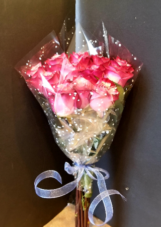 Purple Roses Dozen Wrapped