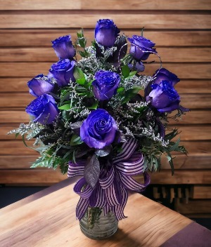 Purple Roses  Vase 