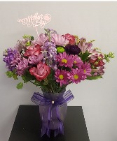 Purple Surprise Flower arrangement in vase 