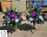 Purple Themed Silk Cemetery Vase Inserts w/solar 