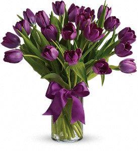 20 Dutch Purple Tulips Vase 