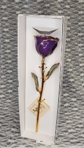Purple w/ Purple Sparkles Gold Dipped Rose 
