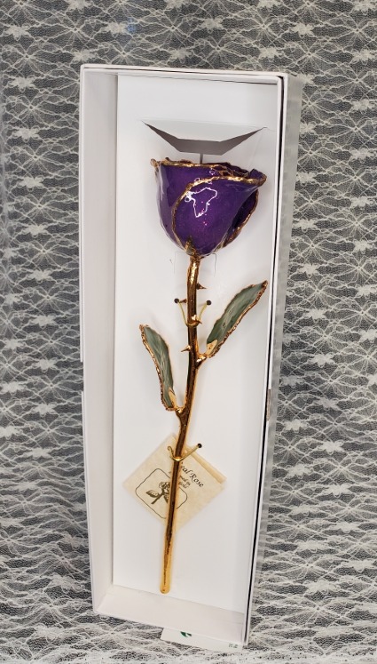 Purple w/ Purple Sparkles Gold Dipped Rose