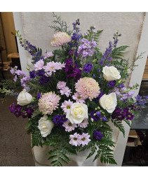 Purple & White Floral Basket Sympathy