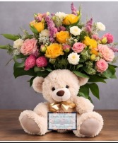 3 Month Floral Subscription w/ Purrfection Bear 
