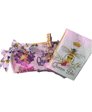 Queen Bee Cosmetic Bag, Keychain & Greeting Card 