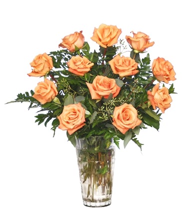 Orange Blossom Special Vase of Orange Roses in Saginaw, TX | WHISTLE STOP FLOWER SHOPPE