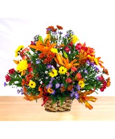 Radiant: Fall Colored  Basket Arrangement