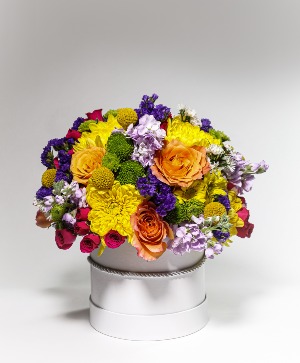 Radiant Garden Hatbox Arrangement