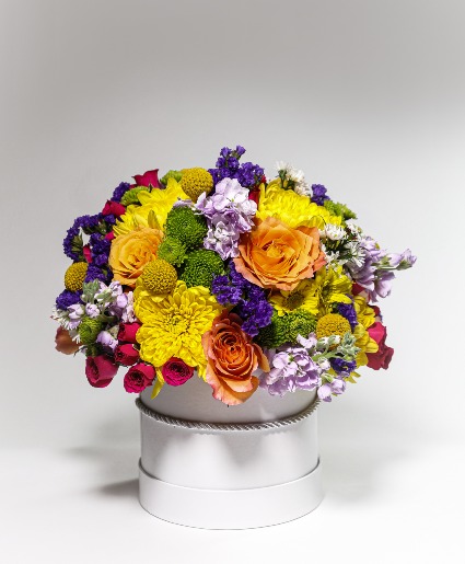 Radiant Garden Hatbox Arrangement