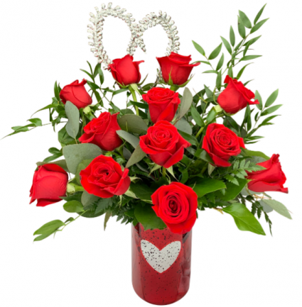 Radiant Love Premium Dozen Rose Arrangement