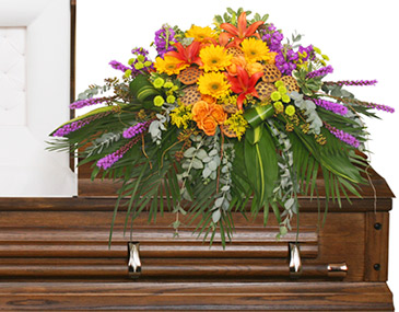 RADIANT MEDLEY CASKET SPRAY Funeral Flowers in Los Angeles, CA | MY BELLA FLOWER