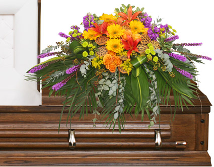 RADIANT MEDLEY CASKET SPRAY Funeral Flowers