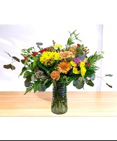 Radiant: Mixed Color with Peach Vase Arrangement