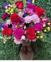 Radiant Red Fresh Vase Arrangement red vase