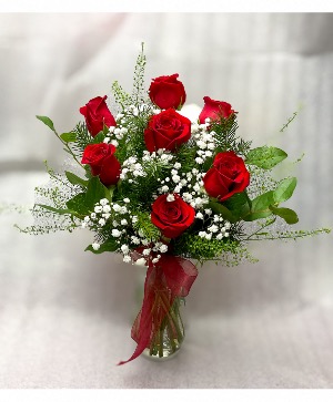 Radiant Ruby Roses Vase arrangement.