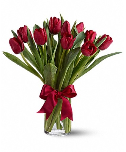 Radiantly Red Tulips Arrangement