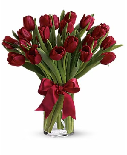 Radiantly Red Tulips  Vase Arrangement