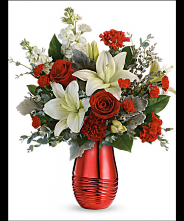 Radiantly Rouge Bouquet  Vased