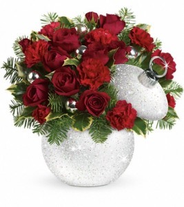 Exclusively at Flowers Today Florist  Shimmering Snow Ornament "Keepsake Glass Container with Lid"