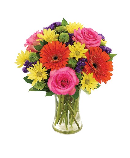 Rainbow and Roses Vase Arrangement 