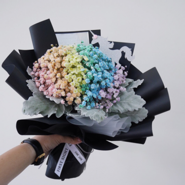 Rainbow baby’s breath bouquet.  Fun cut bouquet  in Ozone Park, NY | Heavenly Florist