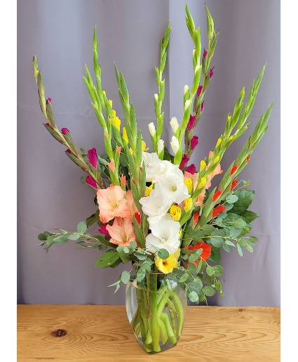 Rainbow Glads Vase Arrangement