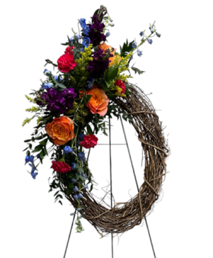 Rainbow of Hope Fresh Florals on Grapevine Wreath