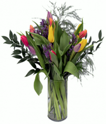 Rainbow of tulips 2 Vase Arrangement