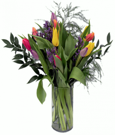 Rainbow of tulips 2 Vase Arrangement