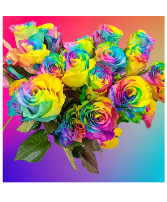 Rainbow Rose Arrangement Flower Arrangement