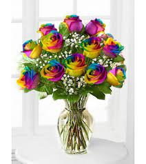 Rainbow Rose bouquet Dozen