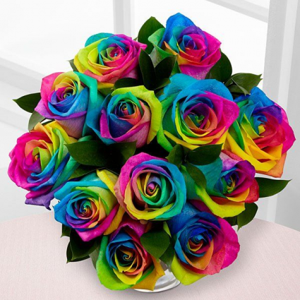 Rainbow Rose Bouquet Fresh Cut Bouquet