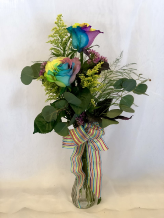 Rainbow Rose Double Bud Vase  