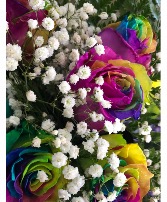 Rainbow roses bouquet  Hand tied bouquet 
